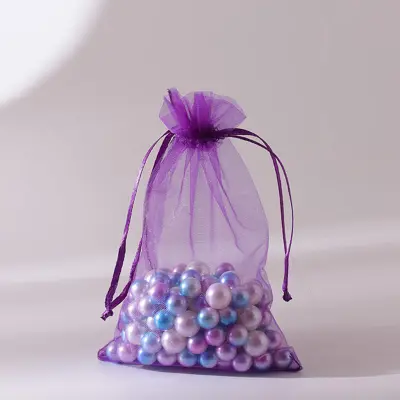 100pcs/dozen Simple Solid Color Organza Bundle Pocket