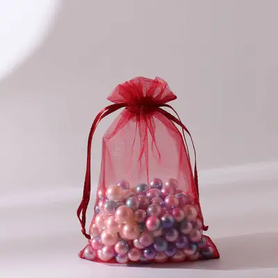 100pcs/dozen Simple Solid Color Organza Bundle Pocket