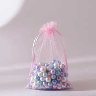 100pcs/dozen Simple Solid Color Organza Bundle Pocket