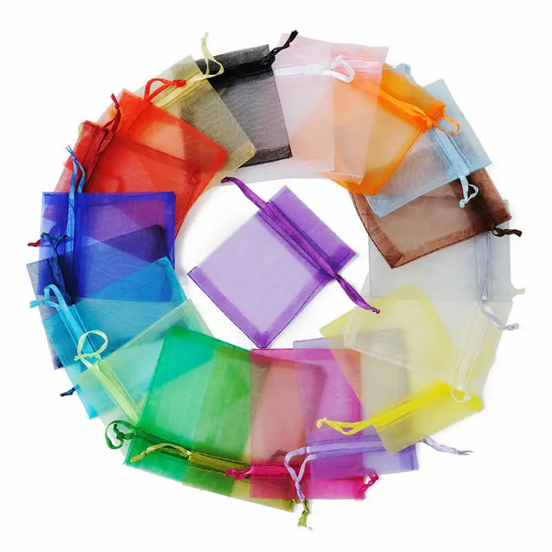 100pcs/dozen Simple Solid Color Organza Bundle Pocket