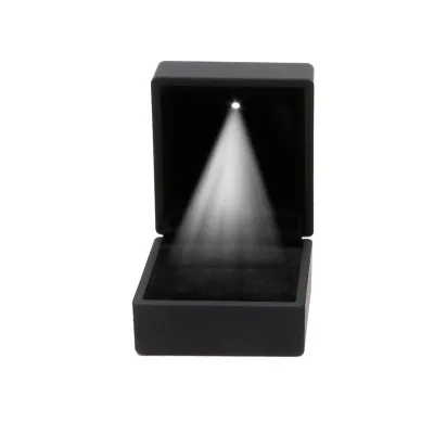 LED Lighted Plastic Ring Gift Box for Jewelry Storage and Display