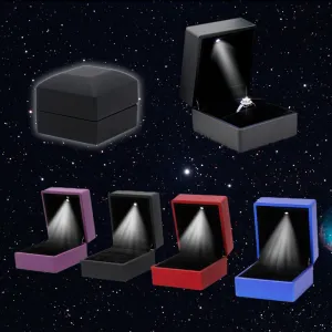 LED Lighted Plastic Ring Gift Box for Jewelry Storage and Display