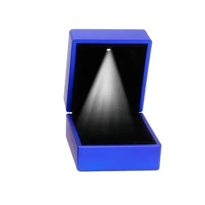 LED Lighted Plastic Ring Gift Box for Jewelry Storage and Display