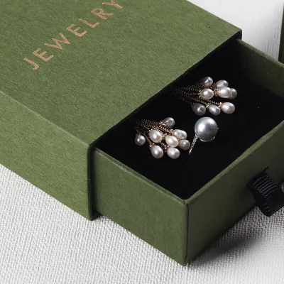 Multifunctional Drawer Design Jewelry Box With Tote Bag And Greeting Card