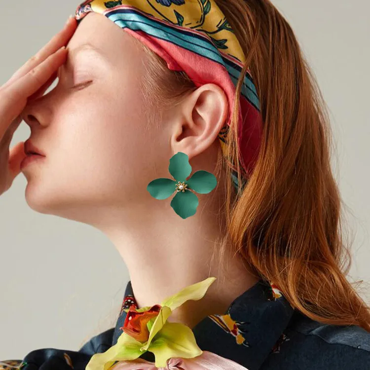 Bohemian Irregular Flower Drop Earrings Alloy Geometric Women's