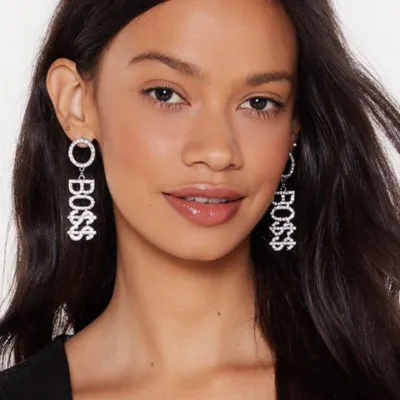 Pattern Full Rhinestone Dangle Earrings Women's Party Jewelry