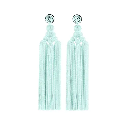 Fashion Hand Woven Knot Solid Color Tassel Earrings
