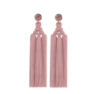 Fashion Hand Woven Knot Solid Color Tassel Earrings