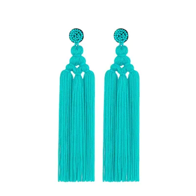 Fashion Hand Woven Knot Solid Color Tassel Earrings