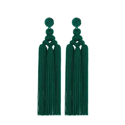 Fashion Hand Woven Knot Solid Color Tassel Earrings