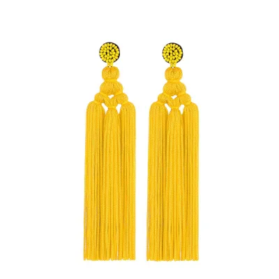 Fashion Hand Woven Knot Solid Color Tassel Earrings