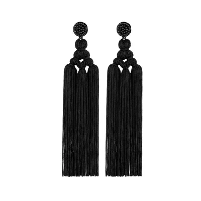 Fashion Hand Woven Knot Solid Color Tassel Earrings