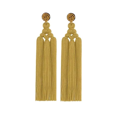 Fashion Hand Woven Knot Solid Color Tassel Earrings