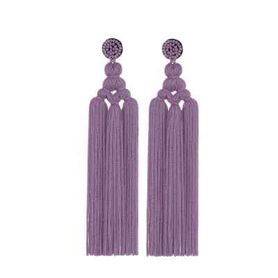 Fashion Hand Woven Knot Solid Color Tassel Earrings