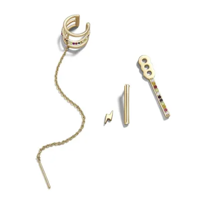 Ear Clip Piercing Chain Key Lightning Earrings Set Unisex Alloy