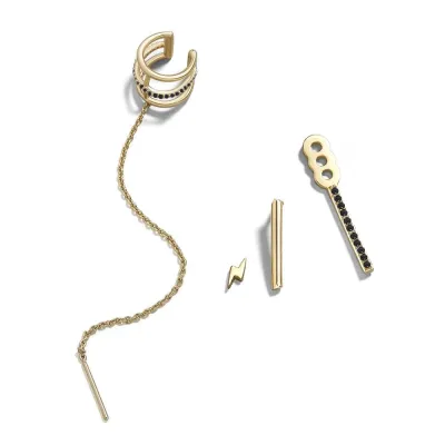 Ear Clip Piercing Chain Key Lightning Earrings Set Unisex Alloy