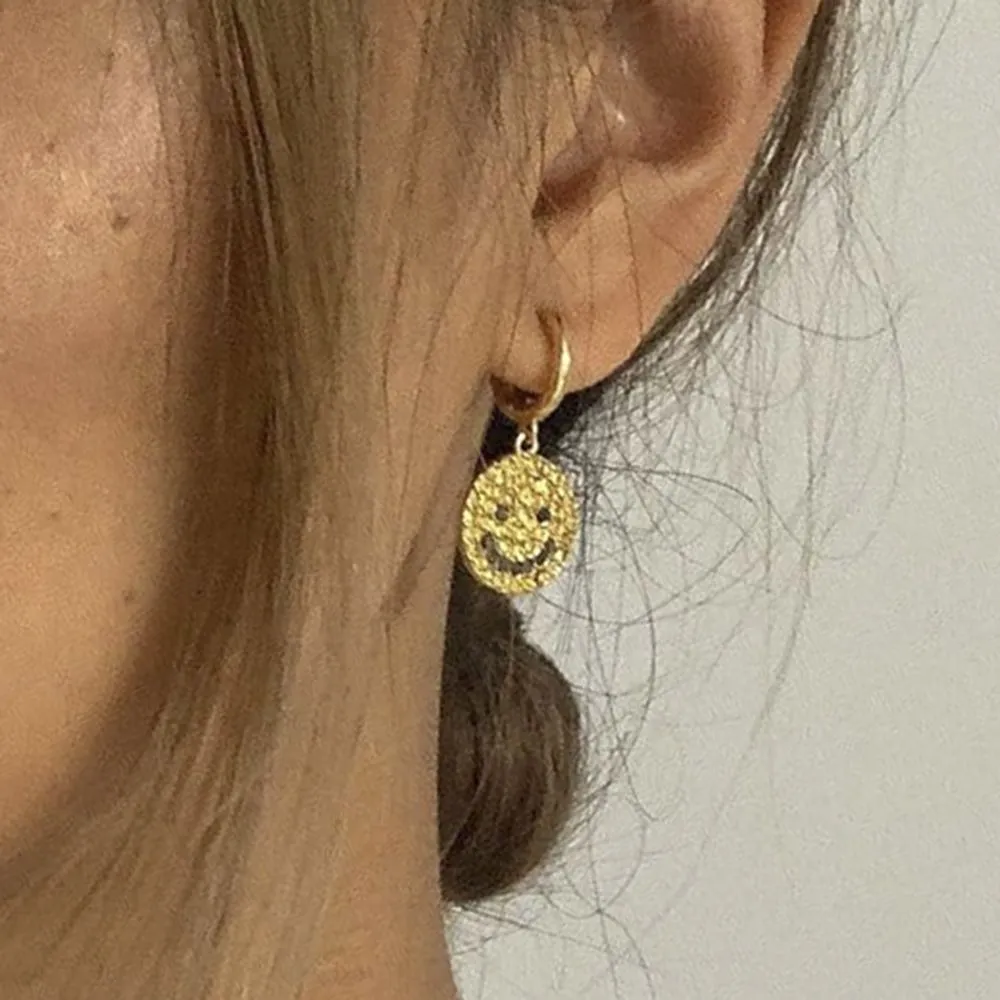 Fashion Full Rhinestone Smile Face Earrings for Women