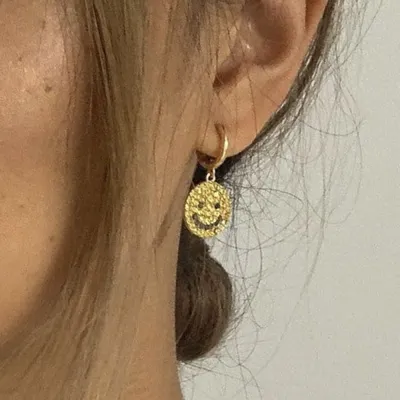Fashion Full Rhinestone Smile Face Earrings for Women