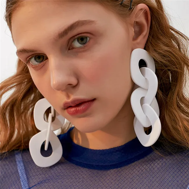 Exaggerated Acrylic Chain Dangle Earrings Geometric Simple Women's
