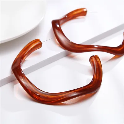 Creative Twisted C-Shaped Acrylic Hoop Earrings for Women