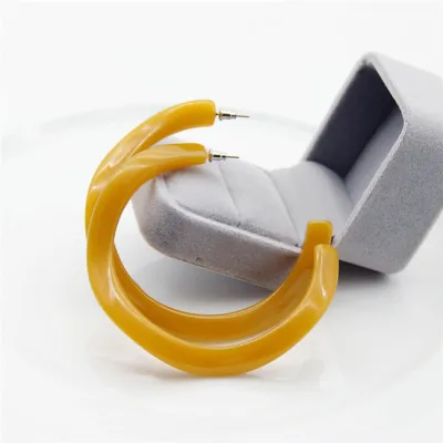 Creative Twisted C-Shaped Acrylic Hoop Earrings for Women
