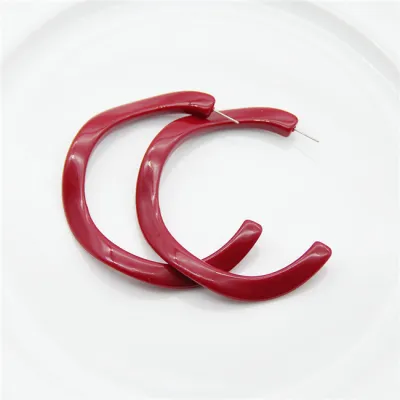 Creative Twisted C-Shaped Acrylic Hoop Earrings for Women