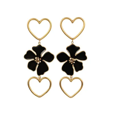 Fashion Love Flower Pendant Earrings Women Alloy Drop Earrings
