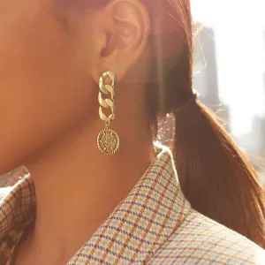 Fashion Metal Chain Drop Earrings Vintage Women's Spiral Design