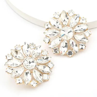 Shiny Floral Inlaid Drill Stud Earrings for Women