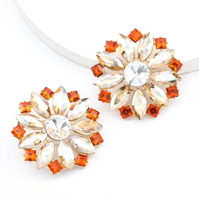 Shiny Floral Inlaid Drill Stud Earrings for Women