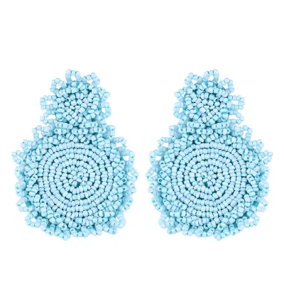 Exaggerated Manual Rice Beads Teardrop Dangle Earrings for Women