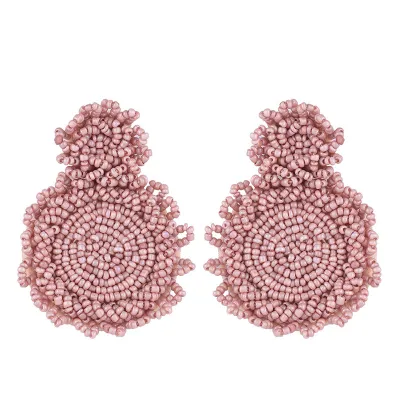 Exaggerated Manual Rice Beads Teardrop Dangle Earrings for Women
