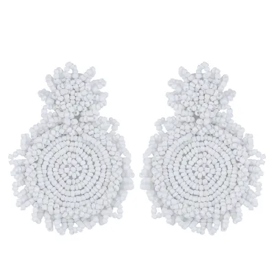 Exaggerated Manual Rice Beads Teardrop Dangle Earrings for Women