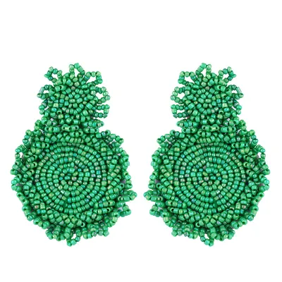 Exaggerated Manual Rice Beads Teardrop Dangle Earrings for Women