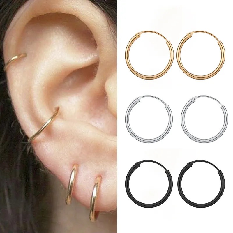 Minimalist Geometric Alloy Hoop Earrings Unisex