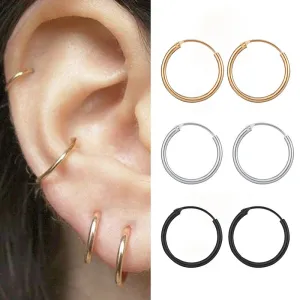 Minimalist Geometric Alloy Hoop Earrings Unisex
