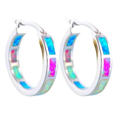 Fashion Colorful Geometric Alloy Hoop Earrings