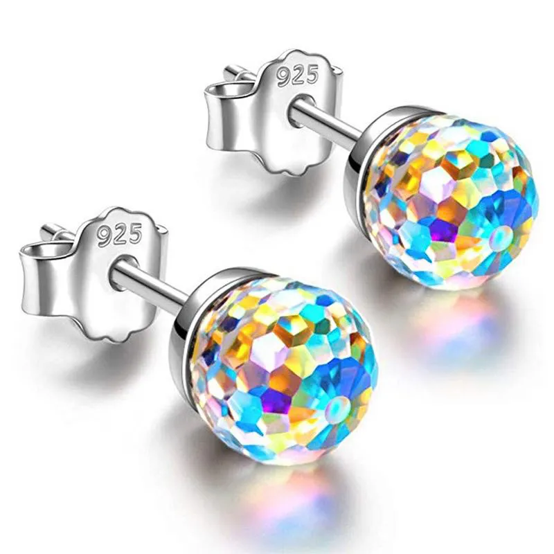 Trendy Colorful Translucent 925 Silver Copper Stud Earrings