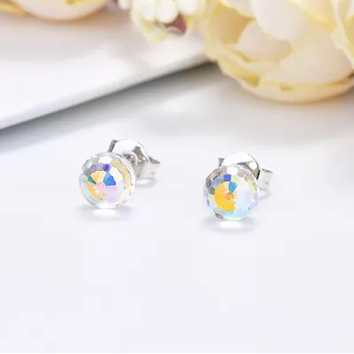 Trendy Colorful Translucent 925 Silver Copper Stud Earrings