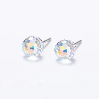 Trendy Colorful Translucent 925 Silver Copper Stud Earrings