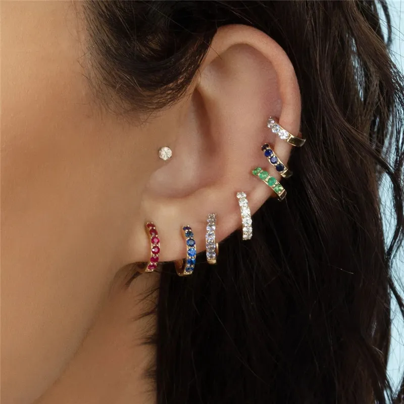 Fashion Mini Rhinestone Decor Hoop Earrings for Women
