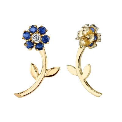 Fashion Flower Shape Rhinestone Decor Front And Back Stud Earrings