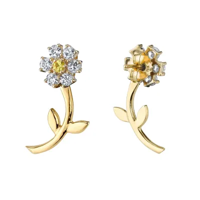 Fashion Flower Shape Rhinestone Decor Front And Back Stud Earrings