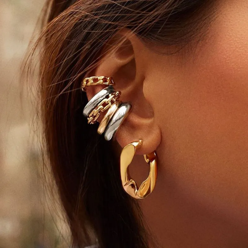Exaggerated Irregular Twisted Shape Metal Earrings for Women