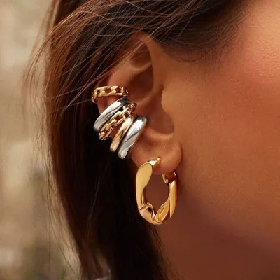 Exaggerated Irregular Twisted Shape Metal Earrings for Women