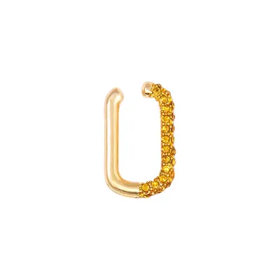 1pc Bohemian Heart-Shaped Rectangular Rhinestone Decor Ear Clip