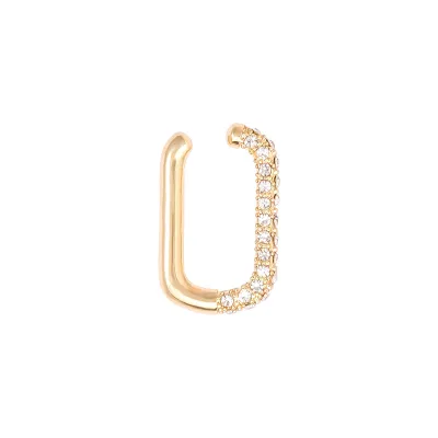 1pc Bohemian Heart-Shaped Rectangular Rhinestone Decor Ear Clip
