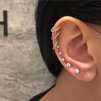 Fashion Shiny Rhinestone Decor Stud Earrings Set