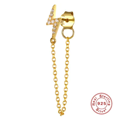 Creative Metal Tassel S925 Sterling Silver Geometric Stud Earrings for Women