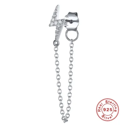 Creative Metal Tassel S925 Sterling Silver Geometric Stud Earrings for Women